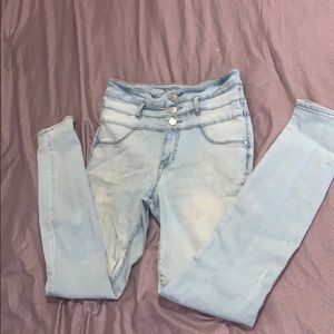 Light washed jeans that are slightly used